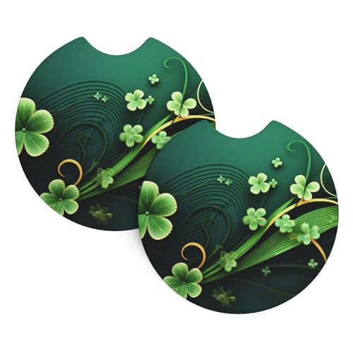 Auto-Getränkehalter-Untersetzer, 2 Stück, rutschfeste Einsatz, Auto-Untersetzer mit Fingerkerbe, saugfähiger Getränkeuntersetzer, Auto-Bechermatte, 6,9 cm, Happy St. Patrick's Day, Auto-Innenzubehör Auto-Getränkehalter-Untersetzer, 2 Stück, rutschfeste Einsatz, Auto-Untersetzer mit Fingerkerbe, saugfähiger Getränkeuntersetzer, Auto-Bechermatte, 6,9 cm, Happy St. Patrick's Day, Auto-Innenzubehör von DDTKLSNV