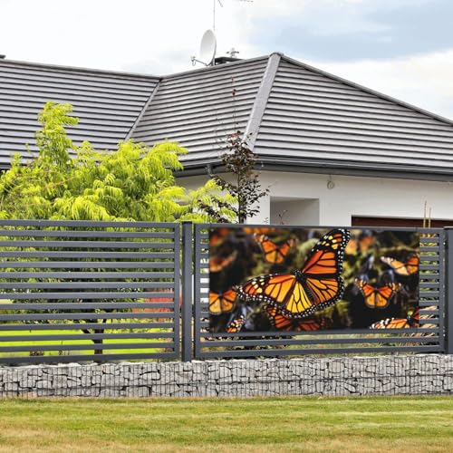 Banner und Schilder, Motiv: Heaps of Orange Monarch Schmetterlinge, Wandbehang, Banner mit Seil zum Aufhängen, 61 x 129 cm, Party-Banner, Schild, Poster, Party-Hintergründe, Innen- und Außenbereich von DDTKLSNV