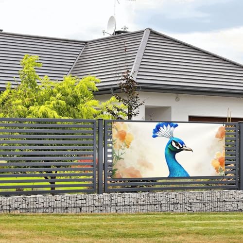 Banner und Schilder mit Cartoon-Pfauen-Motiv, Wandbehang, Banner mit Seil zum Aufhängen, 89 x 180 cm, Party-Banner, Schild, Poster, Party-Hintergründe, Innen- und Außenbereich, Neujahr, Abschlussfeier von DDTKLSNV