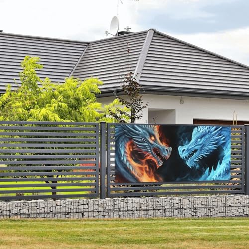 Banner und Schilder mit Eis- und Feuerdrachen, Wandbehang, Banner mit Seil zum Aufhängen, 89,9 x 180,9 cm, Party-Banner, Schild, Poster, Party-Hintergründe, Innen- und Außenbereich, Neujahr von DDTKLSNV