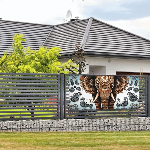 Banner und Schilder mit Elefantenmuster, Wandbehang, Banner mit Seil zum Aufhängen, 61 x 129 cm, Party-Banner, Schild, Poster, Party-Hintergründe, Innen- und Außenbereich, Neujahr, Abschlussfeier Banner und Schilder mit Elefantenmuster, Wandbehang, Banner mit Seil zum Aufhängen, 61 x 129 cm, Party-Banner, Schild, Poster, Party-Hintergründe, Innen- und Außenbereich, Neujahr, Abschlussfeier von DDTKLSNV