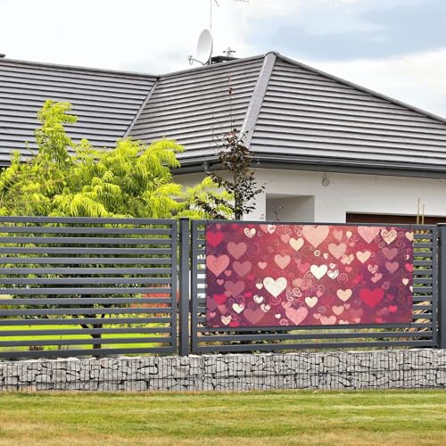 Banner und Schilder mit Herzmuster, Wandbehang, Banner mit Seil zum Aufhängen, 61 x 129 cm, Party-Banner, Schild, Poster, Party-Hintergründe, Innen- und Außenbereich, Neujahr, Abschlussfeier, Hochzeit Banner und Schilder mit Herzmuster, Wandbehang, Banner mit Seil zum Aufhängen, 61 x 129 cm, Party-Banner, Schild, Poster, Party-Hintergründe, Innen- und Außenbereich, Neujahr, Abschlussfeier, Hochzeit von DDTKLSNV