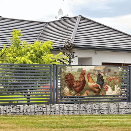 Banner und Schilder mit Hühnern und Bauernhof, Wandbehang, Banner mit Seil zum Aufhängen, 61 x 129 cm, Party-Banner, Schild, Poster, Party-Hintergründe, Innen- und Außenbereich, Neujahr von DDTKLSNV