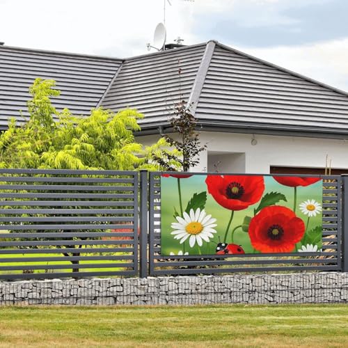 Banner und Schilder mit Kamille Marienkäfer und Gänseblümchen, Wandbehang, Banner mit Seil zum Aufhängen, 61 x 129 cm, Party-Banner, Schild, Poster, Party-Hintergründe, Innen- und Außenbereich von DDTKLSNV