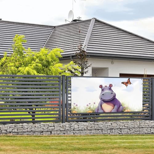 Banner und Schilder mit Schmetterlings- und Nilpferd-Banner zum Aufhängen, mit Seil zum Aufhängen, 89 x 180 cm, Party-Banner, Schild, Poster, Party-Hintergründe, Innen- und Außenbereich, Neujahr von DDTKLSNV