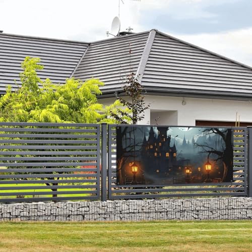 Banner und Schilder mit düsterem Schloss und Hexe, Wandbehang, Banner mit Seil zum Aufhängen, 89 x 180 cm, Party-Banner, Schild, Poster, Party-Hintergründe, Innen- und Außenbereich, Neujahr von DDTKLSNV