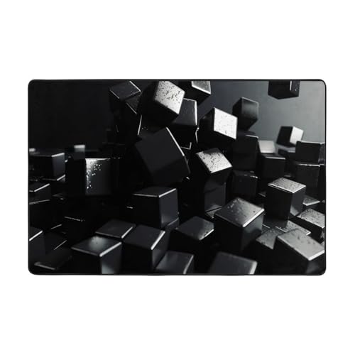 Black Cubes Moderner Teppich, kurzer Plüsch, ultraweich, für Eingangsbereich, waschbar, rutschfest, für Wohnzimmer, Schlafzimmer, Büro, Wohnheim, Heimdekoration, 91,4 x 61 cm Black Cubes Moderner Teppich, kurzer Plüsch, ultraweich, für Eingangsbereich, waschbar, rutschfest, für Wohnzimmer, Schlafzimmer, Büro, Wohnheim, Heimdekoration, 91,4 x 61 cm von DDTKLSNV