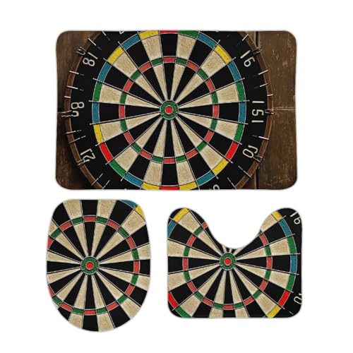 DDTKLSNV 3-teiliges Badteppich-Set, rutschfest, saugfähig, Badematte, Konturmatte mit WC-Deckelbezug, Dartscheibe, weiche Bodenmatten für Badezimmer, Küche, Tür, Heimdekoration von DDTKLSNV