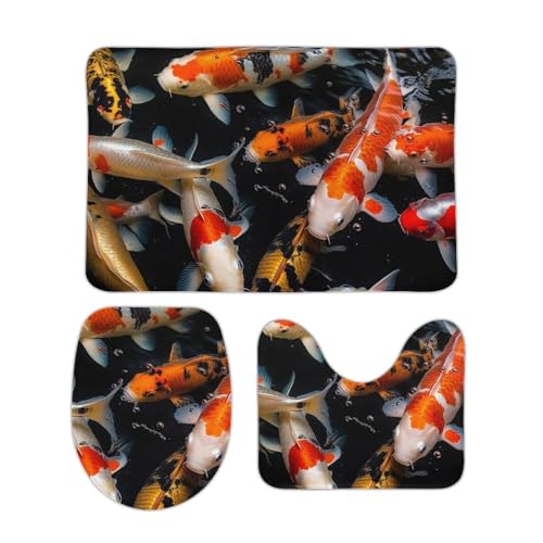 DDTKLSNV 3-teiliges Badteppich-Set, rutschfest, saugfähig, Badematte, Konturmatte mit WC-Deckelbezug, Fische, weiche Fußmatten für Badezimmer, Küche, Tür, Heimdekoration DDTKLSNV 3-teiliges Badteppich-Set, rutschfest, saugfähig, Badematte, Konturmatte mit WC-Deckelbezug, Fische, weiche Fußmatten für Badezimmer, Küche, Tür, Heimdekoration von DDTKLSNV