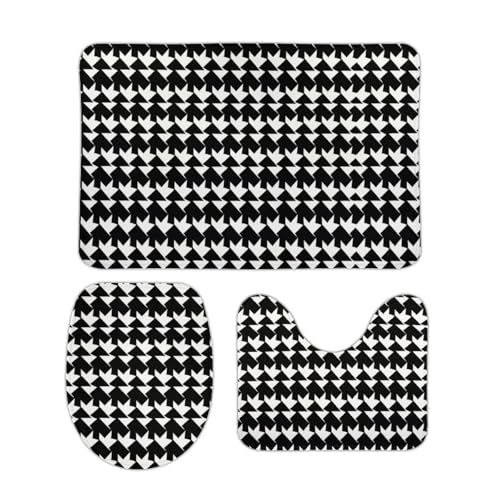 DDTKLSNV 3-teiliges Badteppich-Set, rutschfest, saugfähig, Badematte, Konturmatte mit WC-Deckelbezug, Hahnentrittmuster, schwarz, weiche Fußmatten für Badezimmer, Küche, Tür, Heimdekoration DDTKLSNV 3-teiliges Badteppich-Set, rutschfest, saugfähig, Badematte, Konturmatte mit WC-Deckelbezug, Hahnentrittmuster, schwarz, weiche Fußmatten für Badezimmer, Küche, Tür, Heimdekoration von DDTKLSNV