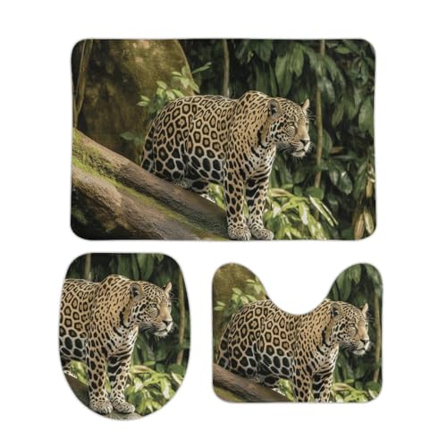 DDTKLSNV 3-teiliges Badteppich-Set, rutschfest, saugfähig, Badematte, Konturmatte mit WC-Deckelbezug, Katze auf Baumstamm, Wasserfall, weiche Bodenmatten für Badezimmer, Küche, Tür, Heimdekoration DDTKLSNV 3-teiliges Badteppich-Set, rutschfest, saugfähig, Badematte, Konturmatte mit WC-Deckelbezug, Katze auf Baumstamm, Wasserfall, weiche Bodenmatten für Badezimmer, Küche, Tür, Heimdekoration von DDTKLSNV
