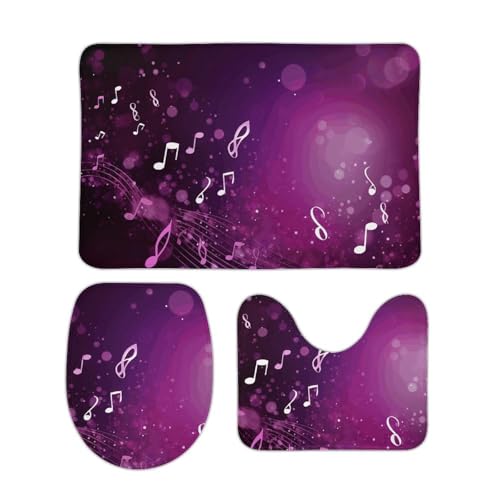 DDTKLSNV 3-teiliges Badteppich-Set, rutschfest, saugfähig, Badematte, Konturmatte mit WC-Deckelbezug, Melodische Musik, weiche Bodenmatten für Badezimmer, Küche, Tür, Heimdekoration von DDTKLSNV