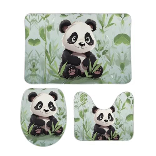 DDTKLSNV 3-teiliges Badteppich-Set, rutschfest, saugfähig, Badematte, Konturmatte mit WC-Deckelbezug, Panda, weiche Fußmatten für Badezimmer, Küche, Tür, Heimdekoration DDTKLSNV 3-teiliges Badteppich-Set, rutschfest, saugfähig, Badematte, Konturmatte mit WC-Deckelbezug, Panda, weiche Fußmatten für Badezimmer, Küche, Tür, Heimdekoration von DDTKLSNV