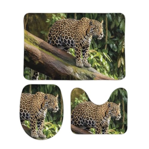 DDTKLSNV 3-teiliges Badteppich-Set, rutschfest, saugfähig, Badematte, Konturmatte mit WC-Deckelbezug, Tiger, weiche Fußmatten für Badezimmer, Küche, Tür, Heimdekoration von DDTKLSNV