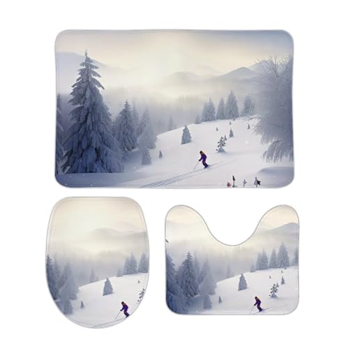 DDTKLSNV 3-teiliges Badteppich-Set, rutschfest, saugfähig, Badematte, Konturmatte mit WC-Deckelbezug, Winter, Skifahren, weiche Bodenmatten für Badezimmer, Küche, Tür, Heimdekoration DDTKLSNV 3-teiliges Badteppich-Set, rutschfest, saugfähig, Badematte, Konturmatte mit WC-Deckelbezug, Winter, Skifahren, weiche Bodenmatten für Badezimmer, Küche, Tür, Heimdekoration von DDTKLSNV