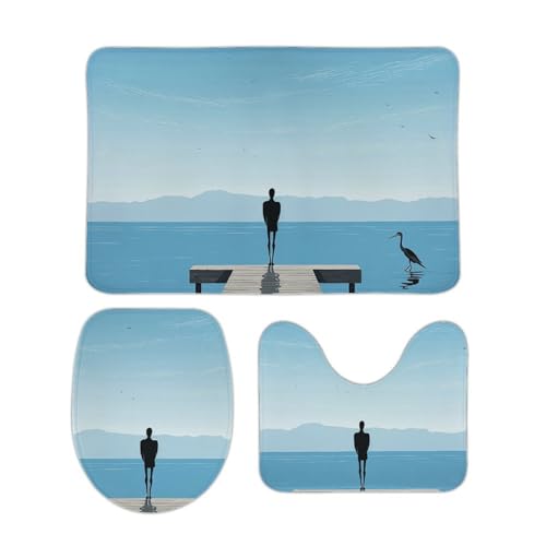 DDTKLSNV 3-teiliges Badteppich-Set, rutschfest, saugfähig, Badematte, Konturmatte mit WC-Deckelbezug, einsame Rückseite, weiche Bodenmatten für Badezimmer, Küche, Tür, Heimdekoration DDTKLSNV 3-teiliges Badteppich-Set, rutschfest, saugfähig, Badematte, Konturmatte mit WC-Deckelbezug, einsame Rückseite, weiche Bodenmatten für Badezimmer, Küche, Tür, Heimdekoration von DDTKLSNV