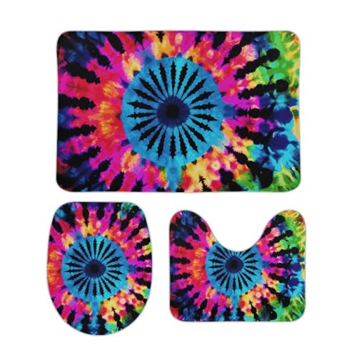 DDTKLSNV 3-teiliges Badteppich-Set, rutschfest, saugfähig, Badematte, Konturmatte mit WC-Deckelbezug, exotischer Stamm, Batik-Stil, weiche Bodenmatten für Badezimmer, Küche, Tür, Heimdekoration DDTKLSNV 3-teiliges Badteppich-Set, rutschfest, saugfähig, Badematte, Konturmatte mit WC-Deckelbezug, exotischer Stamm, Batik-Stil, weiche Bodenmatten für Badezimmer, Küche, Tür, Heimdekoration von DDTKLSNV