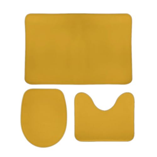 DDTKLSNV 3-teiliges Badteppich-Set, rutschfest, saugfähig, Badematte, Konturmatte mit WC-Deckelbezug, natürliches Gelb, weiche Bodenmatten für Badezimmer, Küche, Tür, Heimdekoration von DDTKLSNV