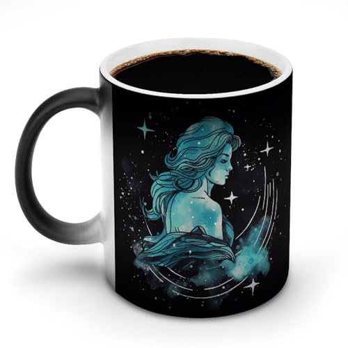 DDTKLSNV Aquarius Keramik-Kaffeetasse, 325 ml, hitzeempfindlich, magische Kaffeetasse, Farbwechsel, Kaffeetasse, Teetasse für Damen und Herren von DDTKLSNV