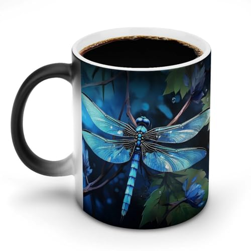DDTKLSNV Art Blue Libelle Keramik-Kaffeetasse, 325 ml, hitzeempfindlich, magische Kaffeetasse, Farbwechsel, Kaffeetasse, Teetasse für Damen und Herren DDTKLSNV Art Blue Libelle Keramik-Kaffeetasse, 325 ml, hitzeempfindlich, magische Kaffeetasse, Farbwechsel, Kaffeetasse, Teetasse für Damen und Herren von DDTKLSNV