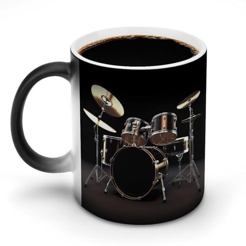 DDTKLSNV Cool Drum Set Keramik-Kaffeetasse, 325 ml, hitzeempfindlich, magische Kaffeetasse, Farbwechsel, Kaffeetasse, Teetasse für Damen und Herren von DDTKLSNV