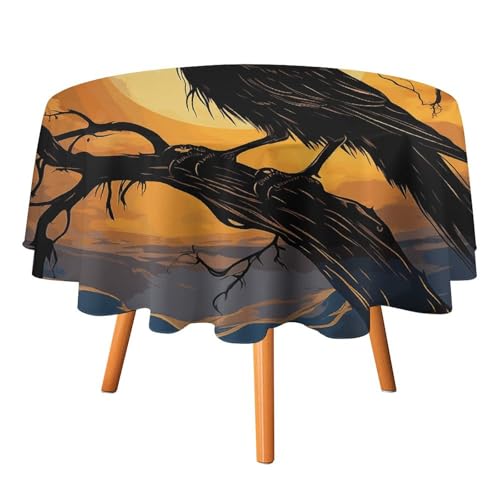 DDTKLSNV Crow Runde Tischdecke, 178 x 177,8 cm, wasserdicht, knitterfrei, schmutzabweisend, waschbar, Tischdecke für Picknick, Party, Esszimmer, Heimdekoration DDTKLSNV Crow Runde Tischdecke, 178 x 177,8 cm, wasserdicht, knitterfrei, schmutzabweisend, waschbar, Tischdecke für Picknick, Party, Esszimmer, Heimdekoration von DDTKLSNV
