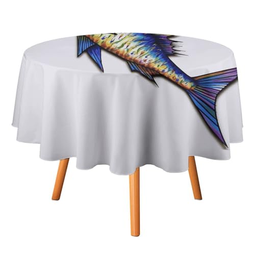 DDTKLSNV Fish Art Runde Tischdecke, 178 x 177,8 cm, wasserdicht, knitterfrei, schmutzabweisend, waschbar, Tischdecke für Picknick, Party, Esszimmer, Heimdekoration DDTKLSNV Fish Art Runde Tischdecke, 178 x 177,8 cm, wasserdicht, knitterfrei, schmutzabweisend, waschbar, Tischdecke für Picknick, Party, Esszimmer, Heimdekoration von DDTKLSNV