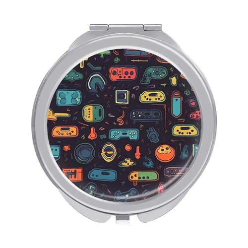 DDTKLSNV Game Video Gaming Pattern Travel Makeup Mirror Portable Folding Cosmetic Compact Mirror Mini Pocket Mirror for Purses with 2 X 1x Magnification von DDTKLSNV