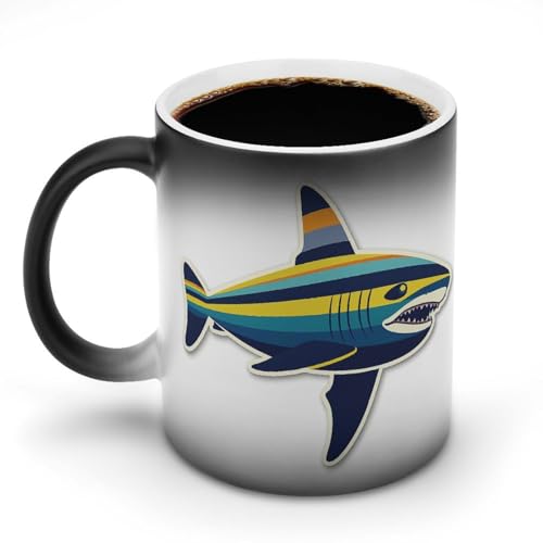DDTKLSNV Gestreifter Haifisch-Kaffeetasse, Keramik, hitzeempfindlich, magische Kaffeetasse, Farbwechsel, Kaffeetasse, Teetasse für Damen und Herren, 325 ml DDTKLSNV Gestreifter Haifisch-Kaffeetasse, Keramik, hitzeempfindlich, magische Kaffeetasse, Farbwechsel, Kaffeetasse, Teetasse für Damen und Herren, 325 ml von DDTKLSNV