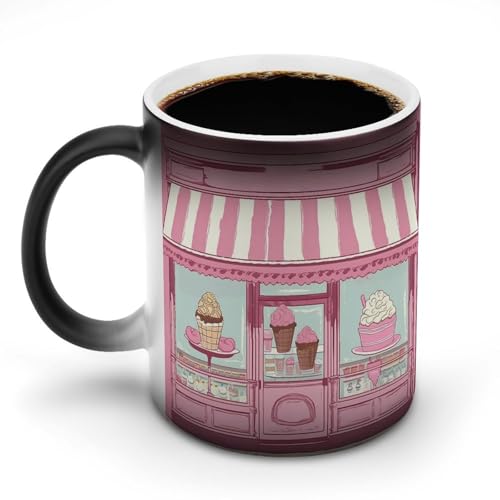 DDTKLSNV Ice Cream Store Keramik-Kaffeetasse, 325 ml, hitzeempfindlich, magische Kaffeetasse, Farbwechsel, Kaffeetasse, Teetasse für Damen und Herren von DDTKLSNV