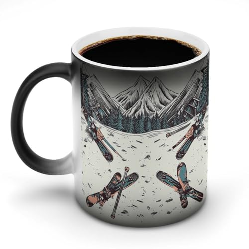 DDTKLSNV Keramik-Kaffeetasse, 325 ml, hitzeempfindlich, magische Kaffeetasse, Farbwechsel, Kaffeetasse, Teetasse für Damen und Herren von DDTKLSNV
