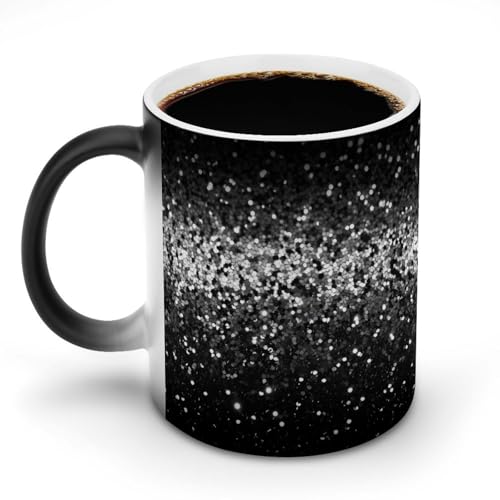 DDTKLSNV Keramik-Kaffeetasse, 325 ml, wärmeempfindlich, magische Kaffeetasse, Farbwechsel, Kaffeetasse, Teetasse für Damen und Herren, Schwarz / Weiß von DDTKLSNV