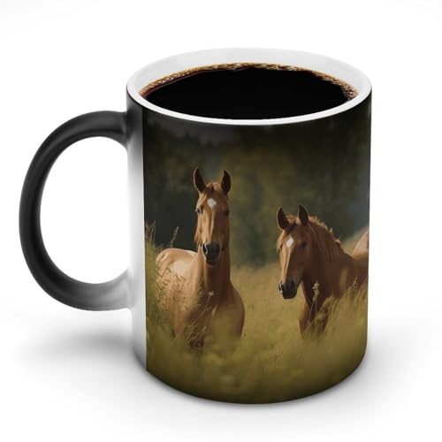 DDTKLSNV Keramik-Kaffeetasse, Motiv: Pferd im Gras, wärmeempfindlich, magische Kaffeetasse, Farbwechsel, Kaffeetasse für Damen und Herren, 325 ml DDTKLSNV Keramik-Kaffeetasse, Motiv: Pferd im Gras, wärmeempfindlich, magische Kaffeetasse, Farbwechsel, Kaffeetasse für Damen und Herren, 325 ml von DDTKLSNV