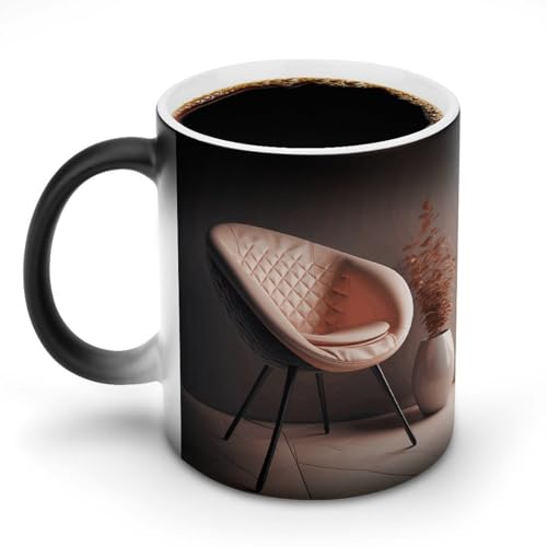 DDTKLSNV Keramik-Kaffeetasse im modernen Stil, 325 ml, hitzeempfindlich, magische Kaffeetasse, Farbwechsel, Kaffeetasse für Damen und Herren von DDTKLSNV