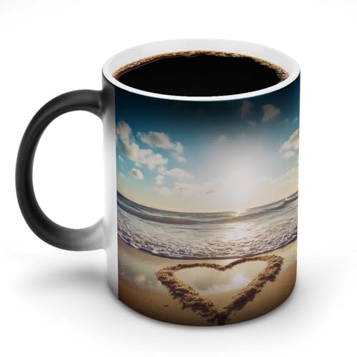 DDTKLSNV Keramik-Kaffeetasse in Herzform, romantischer Strand, 325 ml, hitzeempfindlich, magische Kaffeetasse, Farbwechsel, Kaffeetasse, Teetasse für Damen und Herren DDTKLSNV Keramik-Kaffeetasse in Herzform, romantischer Strand, 325 ml, hitzeempfindlich, magische Kaffeetasse, Farbwechsel, Kaffeetasse, Teetasse für Damen und Herren von DDTKLSNV