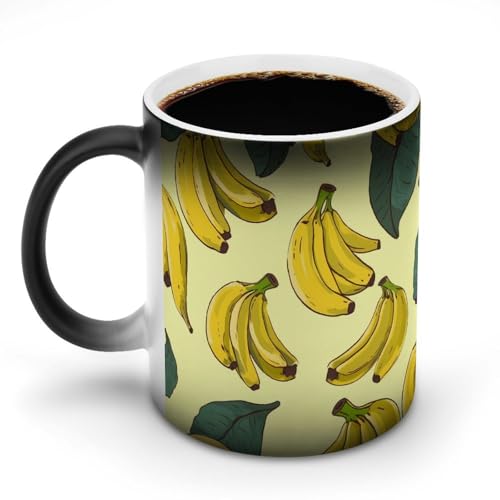 DDTKLSNV Keramik-Kaffeetasse mit Bananen-Druck, hitzeempfindlich, magische Kaffeetasse, Farbwechsel, Kaffeetasse für Damen und Herren, 325 ml von DDTKLSNV