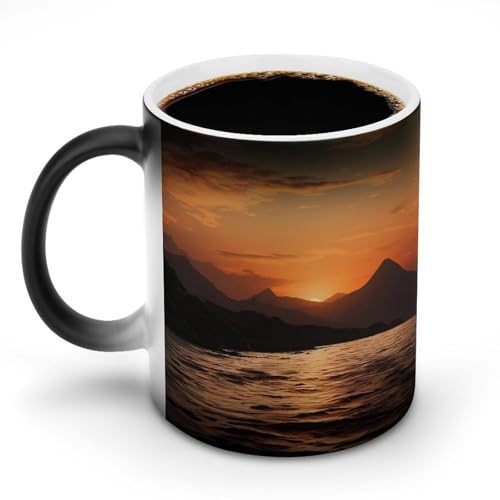 DDTKLSNV Keramik-Kaffeetasse mit Berg und Wasser bei Sonnenuntergang, 325 ml, wärmeempfindlich, magische Kaffeetasse, Farbwechsel, Kaffeetasse für Damen und Herren DDTKLSNV Keramik-Kaffeetasse mit Berg und Wasser bei Sonnenuntergang, 325 ml, wärmeempfindlich, magische Kaffeetasse, Farbwechsel, Kaffeetasse für Damen und Herren von DDTKLSNV