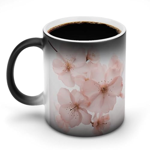 DDTKLSNV Keramik-Kaffeetasse mit Blumenbildern, hitzeempfindlich, magische Kaffeetasse, Farbwechsel, Kaffeetasse für Damen und Herren, 325 ml von DDTKLSNV