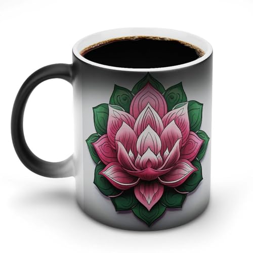 DDTKLSNV Keramik-Kaffeetasse mit Blumenmotiv, hitzeempfindlich, magische Kaffeetasse, Farbwechsel, Kaffeetasse für Damen und Herren, 325 ml von DDTKLSNV