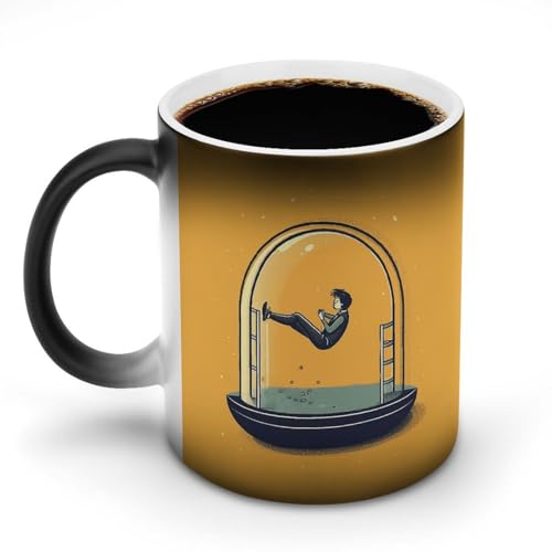 DDTKLSNV Keramik-Kaffeetasse mit Cartoon-Bildern, hitzeempfindlich, magische Kaffeetasse, Farbwechsel, Kaffeetasse für Damen und Herren, 325 ml von DDTKLSNV