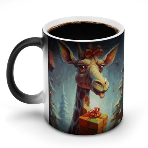 DDTKLSNV Keramik-Kaffeetasse mit Giraffen-Motiv, 325 ml, hitzeempfindlich, magische Kaffeetasse, Farbwechsel, Kaffeetasse, Teetasse für Damen und Herren von DDTKLSNV