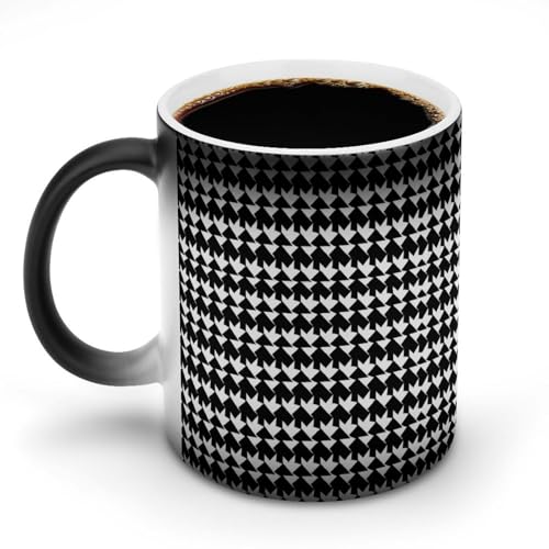 DDTKLSNV Keramik-Kaffeetasse mit Hahnentrittmuster, 325 ml, hitzeempfindlich, magische Kaffeetasse, Farbwechsel, Kaffeetasse, Teetasse für Damen und Herren, Schwarz von DDTKLSNV