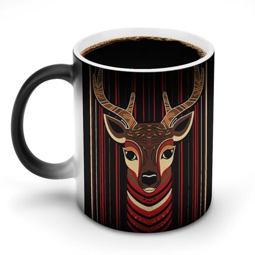 DDTKLSNV Keramik-Kaffeetasse mit Rentier-Motiv, hitzeempfindlich, magische Kaffeetasse, Farbwechsel, Kaffeetasse, Teetasse für Damen und Herren, Rot und Braun DDTKLSNV Keramik-Kaffeetasse mit Rentier-Motiv, hitzeempfindlich, magische Kaffeetasse, Farbwechsel, Kaffeetasse, Teetasse für Damen und Herren, Rot und Braun von DDTKLSNV