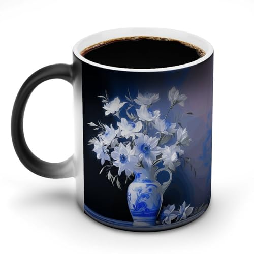 DDTKLSNV Keramik-Kaffeetasse mit Vase, hitzeempfindlich, magische Kaffeetasse, Farbwechsel, Kaffeetasse für Damen und Herren, 325 ml DDTKLSNV Keramik-Kaffeetasse mit Vase, hitzeempfindlich, magische Kaffeetasse, Farbwechsel, Kaffeetasse für Damen und Herren, 325 ml von DDTKLSNV