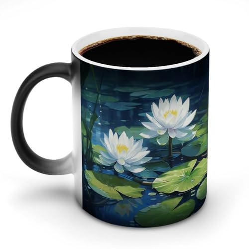 DDTKLSNV Keramik-Kaffeetasse mit Wasserfarben-Motiv "Wasserlilien", hitzeempfindlich, magische Kaffeetasse, Farbwechsel, Kaffeetasse, Teetasse für Damen und Herren, 325 ml DDTKLSNV Keramik-Kaffeetasse mit Wasserfarben-Motiv "Wasserlilien", hitzeempfindlich, magische Kaffeetasse, Farbwechsel, Kaffeetasse, Teetasse für Damen und Herren, 325 ml von DDTKLSNV