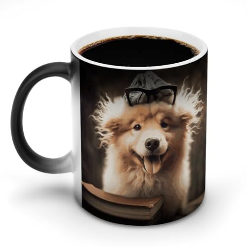 DDTKLSNV Keramik-Kaffeetasse mit lustigem Tiermotiv, 325 ml, hitzeempfindlich, magische Kaffeetasse, Farbwechsel, Kaffeetasse für Damen und Herren von DDTKLSNV