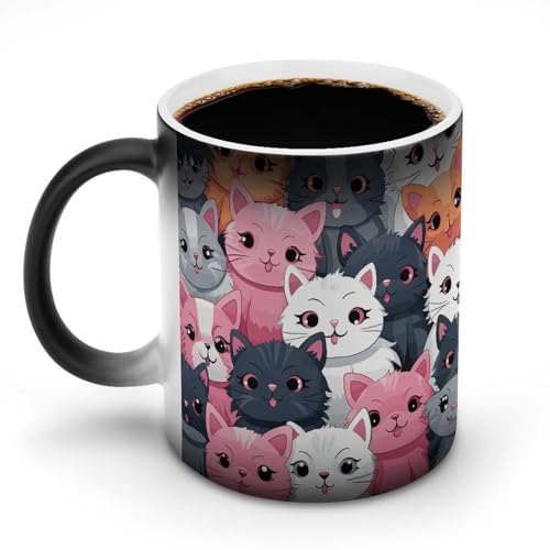 DDTKLSNV Keramik-Kaffeetasse mit niedlichen Kätzchen, 325 ml, hitzeempfindlich, magische Kaffeetasse, Farbwechsel, Kaffeetasse für Damen und Herren DDTKLSNV Keramik-Kaffeetasse mit niedlichen Kätzchen, 325 ml, hitzeempfindlich, magische Kaffeetasse, Farbwechsel, Kaffeetasse für Damen und Herren von DDTKLSNV