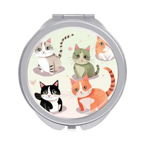 DDTKLSNV Kosmetikspiegel mit niedlichem Cartoon-Katzen-Motiv, tragbar, zusammenklappbar, kompakt, Mini-Taschenspiegel für Geldbörsen, mit 2-facher Vergrößerung und 1-facher Vergrößerung DDTKLSNV Kosmetikspiegel mit niedlichem Cartoon-Katzen-Motiv, tragbar, zusammenklappbar, kompakt, Mini-Taschenspiegel für Geldbörsen, mit 2-facher Vergrößerung und 1-facher Vergrößerung von DDTKLSNV