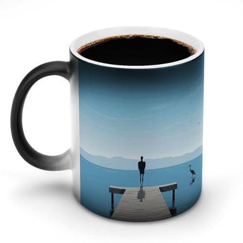 DDTKLSNV Lonely Back Keramik-Kaffeetasse, hitzeempfindlich, magische Kaffeetasse, Farbwechsel, Kaffeetasse, Teetasse für Damen und Herren, 325 ml von DDTKLSNV