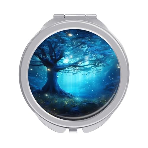 DDTKLSNV Mystical Fantasy Blue Nature Travel Makeup Mirror Portable Folding Cosmetic Compact Mirror Mini Pocket Mirror for Purses with 2 X 1x Magnification von DDTKLSNV
